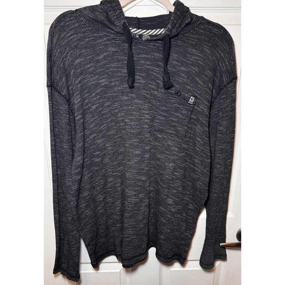 Distortion Mens Thermal Long Sleeve Hoodie Black Size XL  Chest 46"